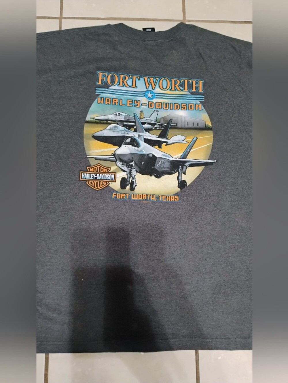 Harley Davidson Grey Fort Worth Texas Shirt F-35 Military Aviation 2XL